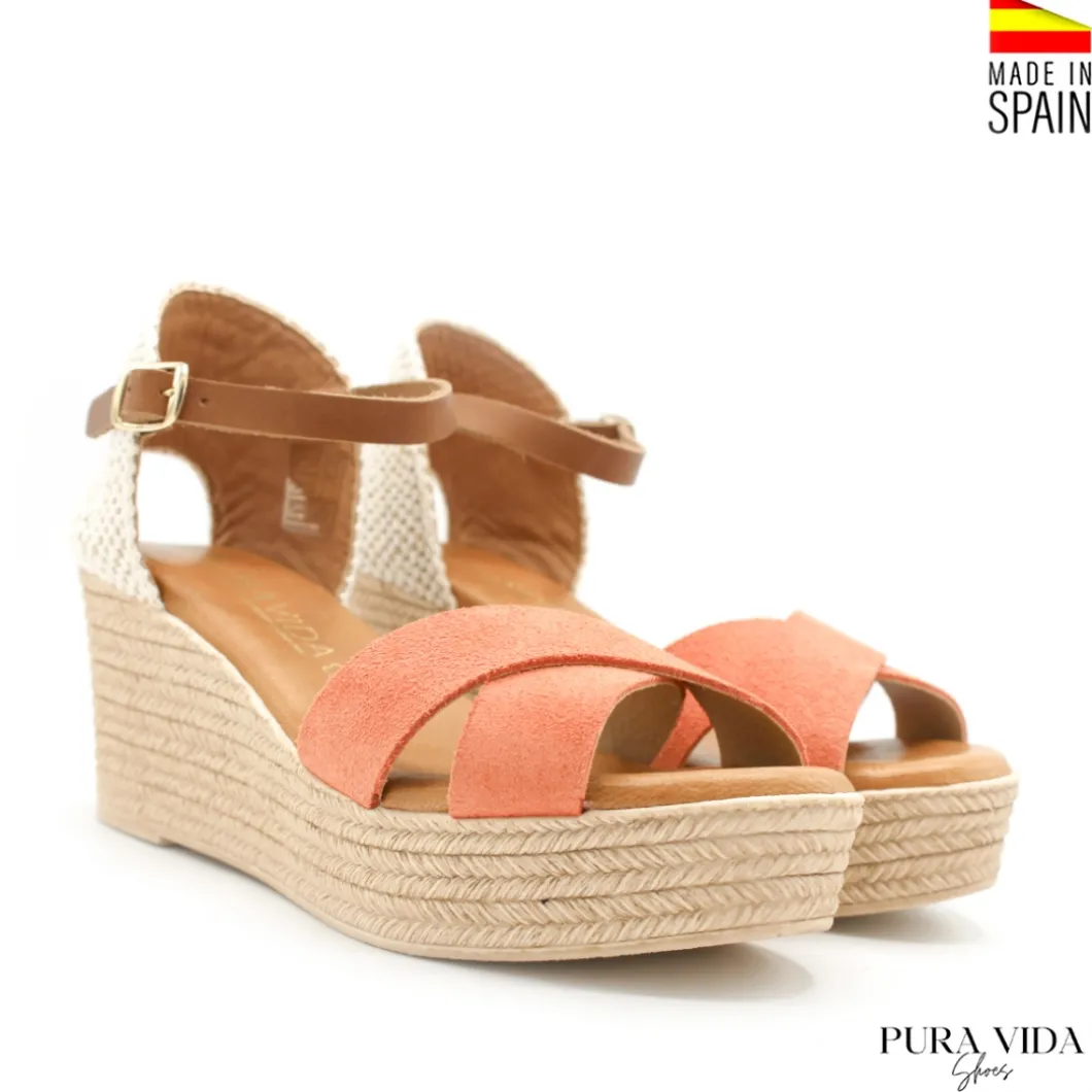 Cuña coral de serraje Pura Vida