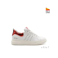 Deportiva Clic! cuero blanco combi