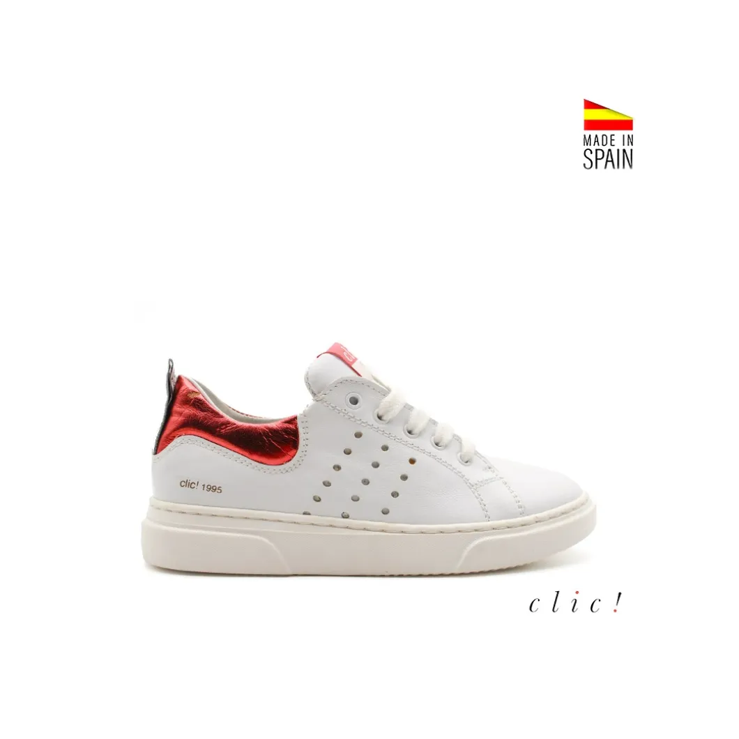 Deportiva Clic! cuero blanco combi