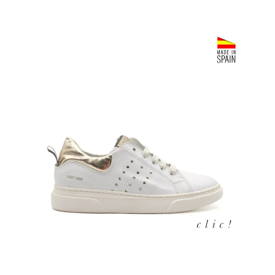 Deportiva Clic! cuero blanco combi
