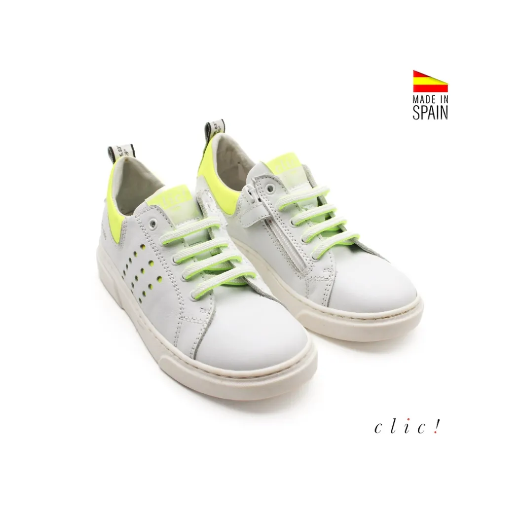 Deportiva Clic! cuero blanco combi