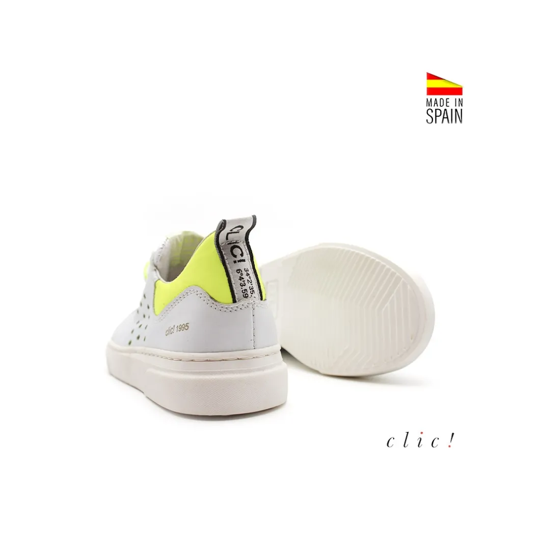 Deportiva Clic! cuero blanco combi
