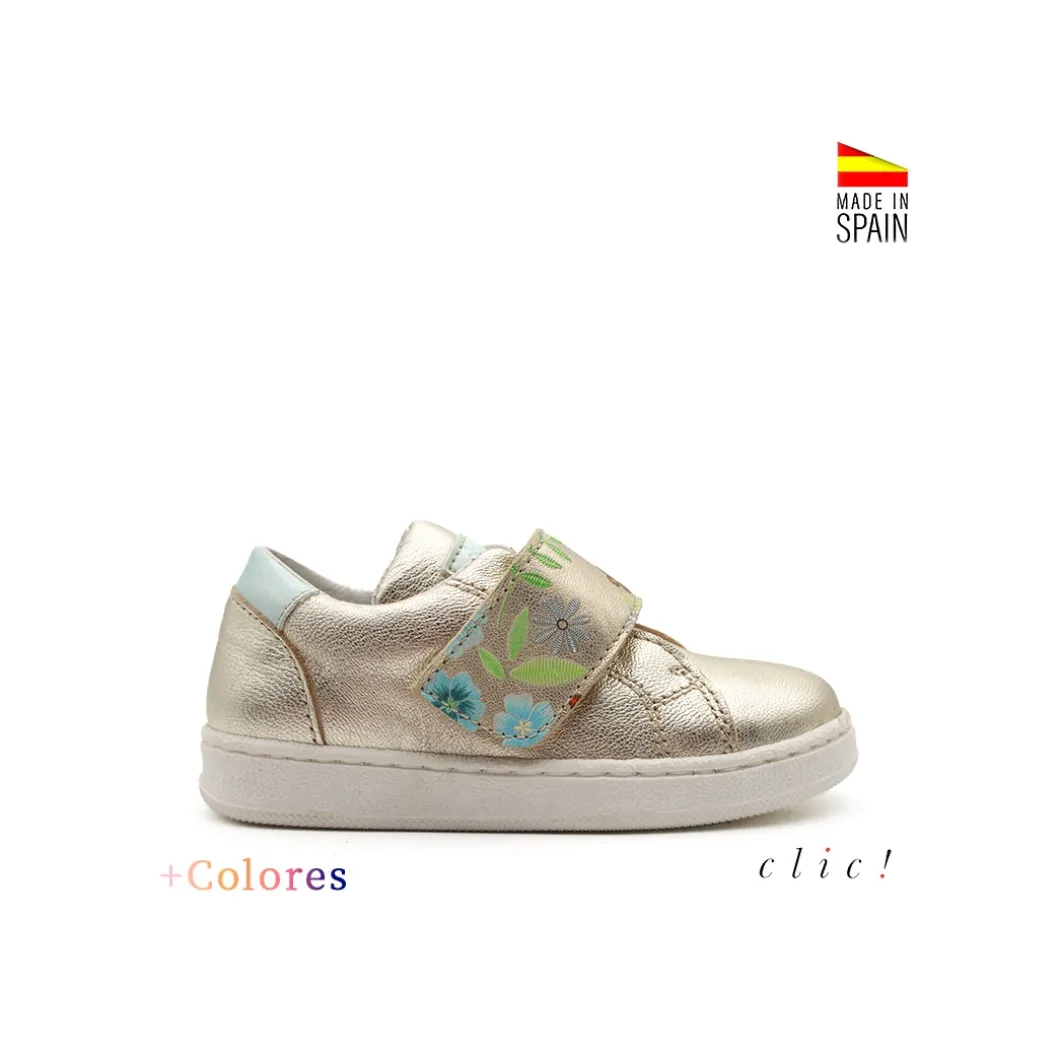 Deportiva velcro flor oro Clic!