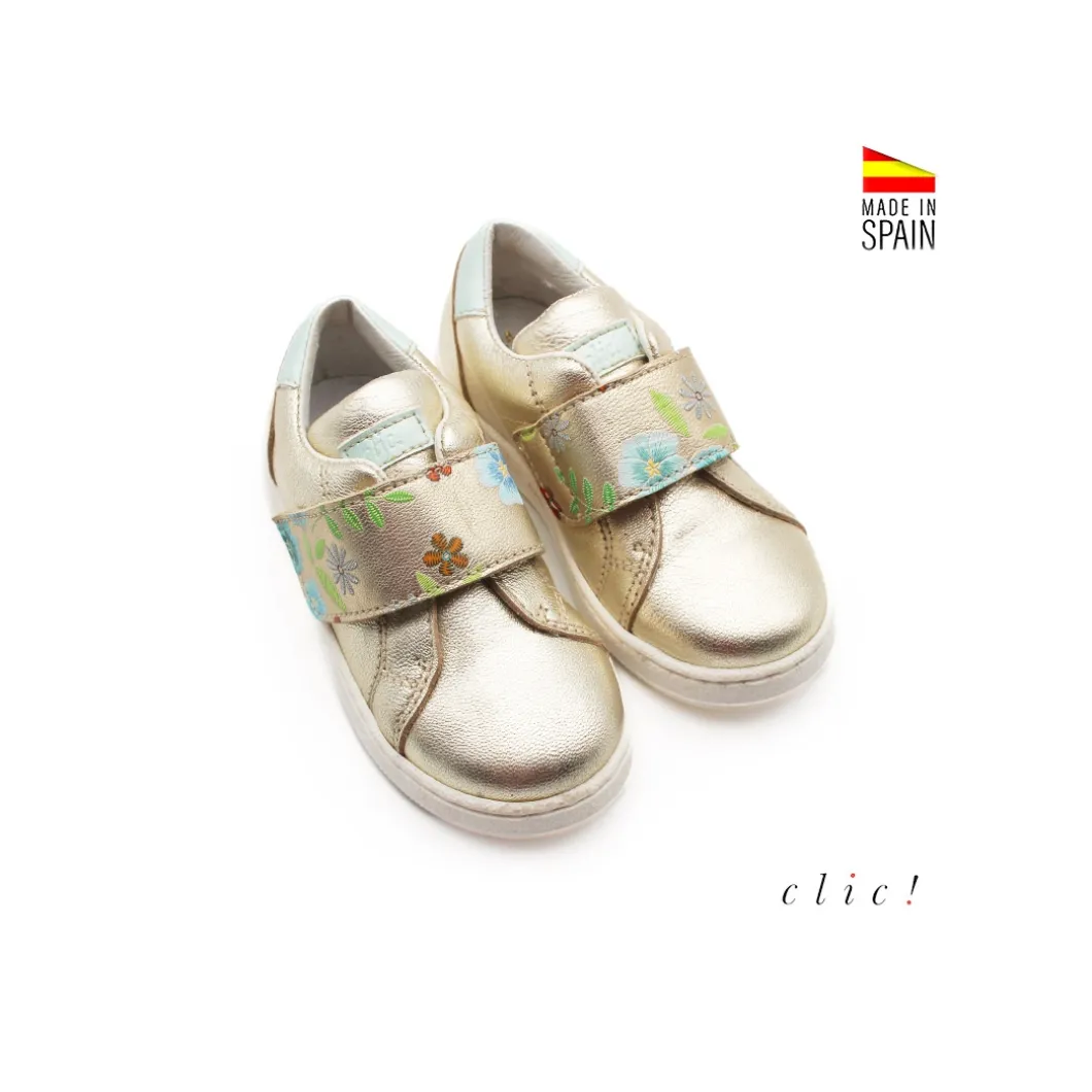 Deportiva velcro flor oro Clic!
