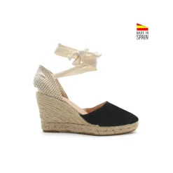 Espardeña negra con cintas beige