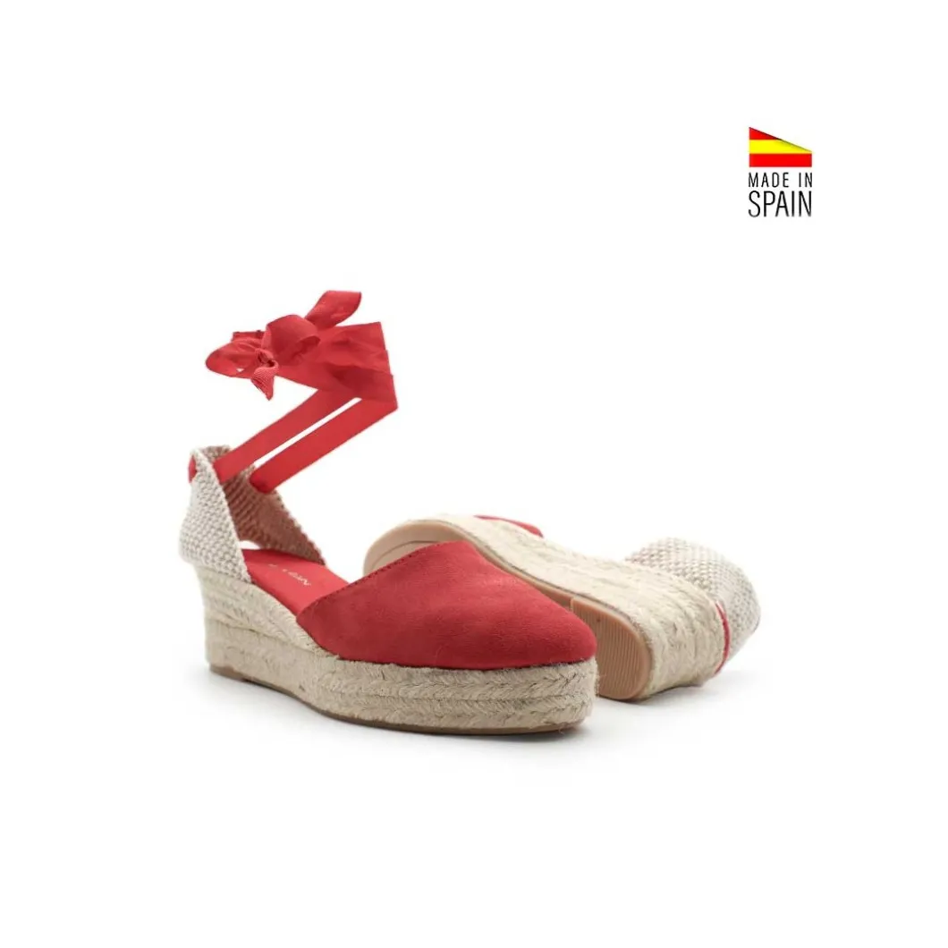 Espardeña roja con cintas