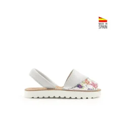 Menorquina flores blanca con suela de EVA