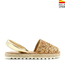 Menorquina glitter dorada con esparto