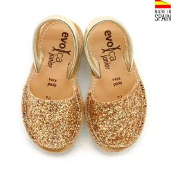 Menorquina glitter dorada con esparto