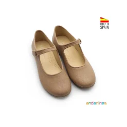 Mercedita botón picada de piel taupe