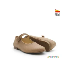 Mercedita botón picada de piel taupe