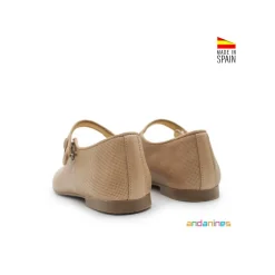 Mercedita botón picada de piel taupe