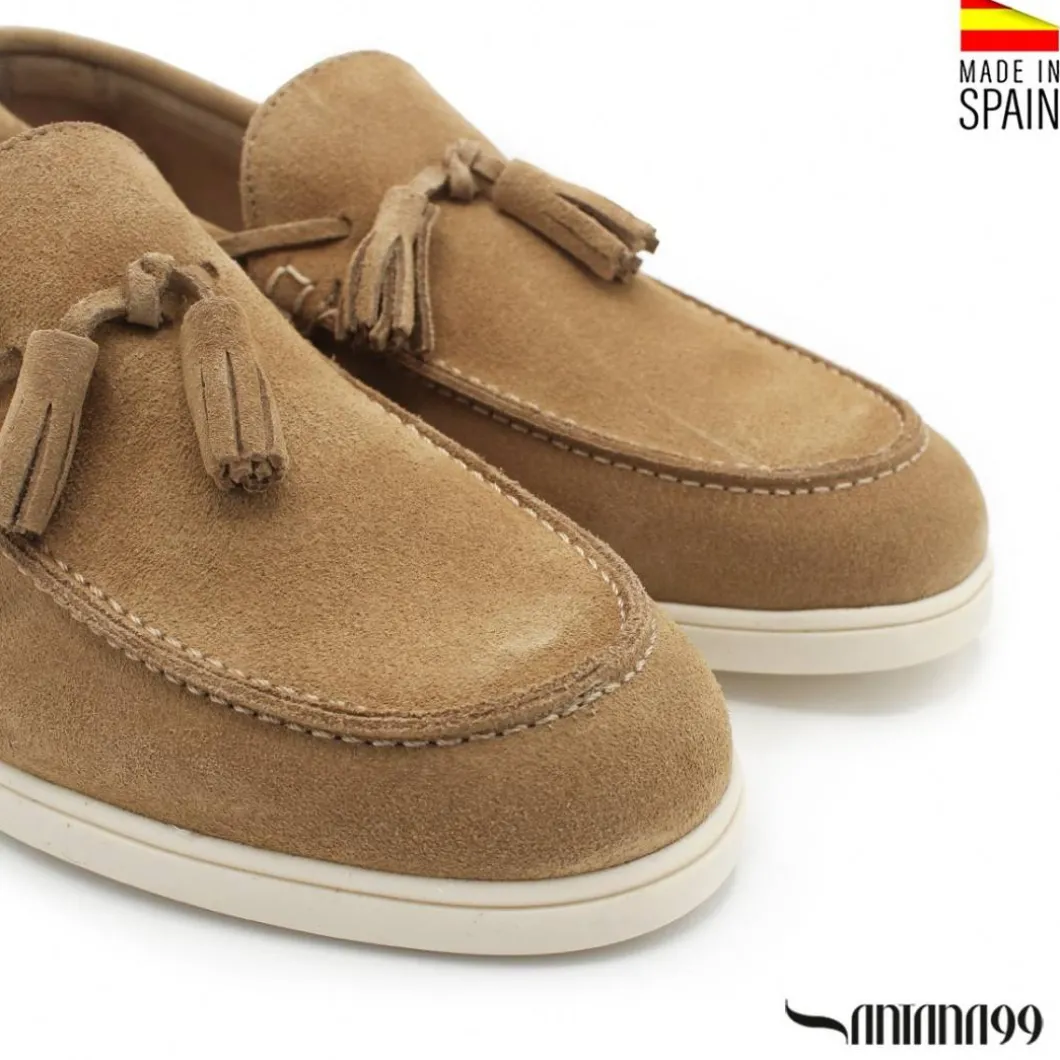 Mocasines nauticos borlas arena