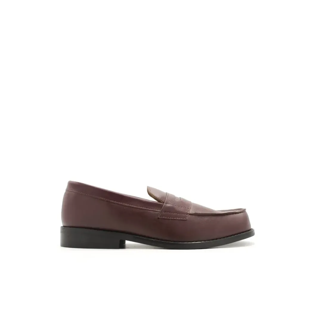 Mocasín antifaz burdeos de piel