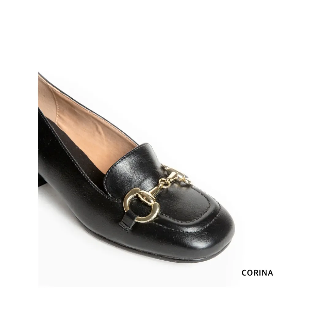 Mocasín negro hebilla con tacón