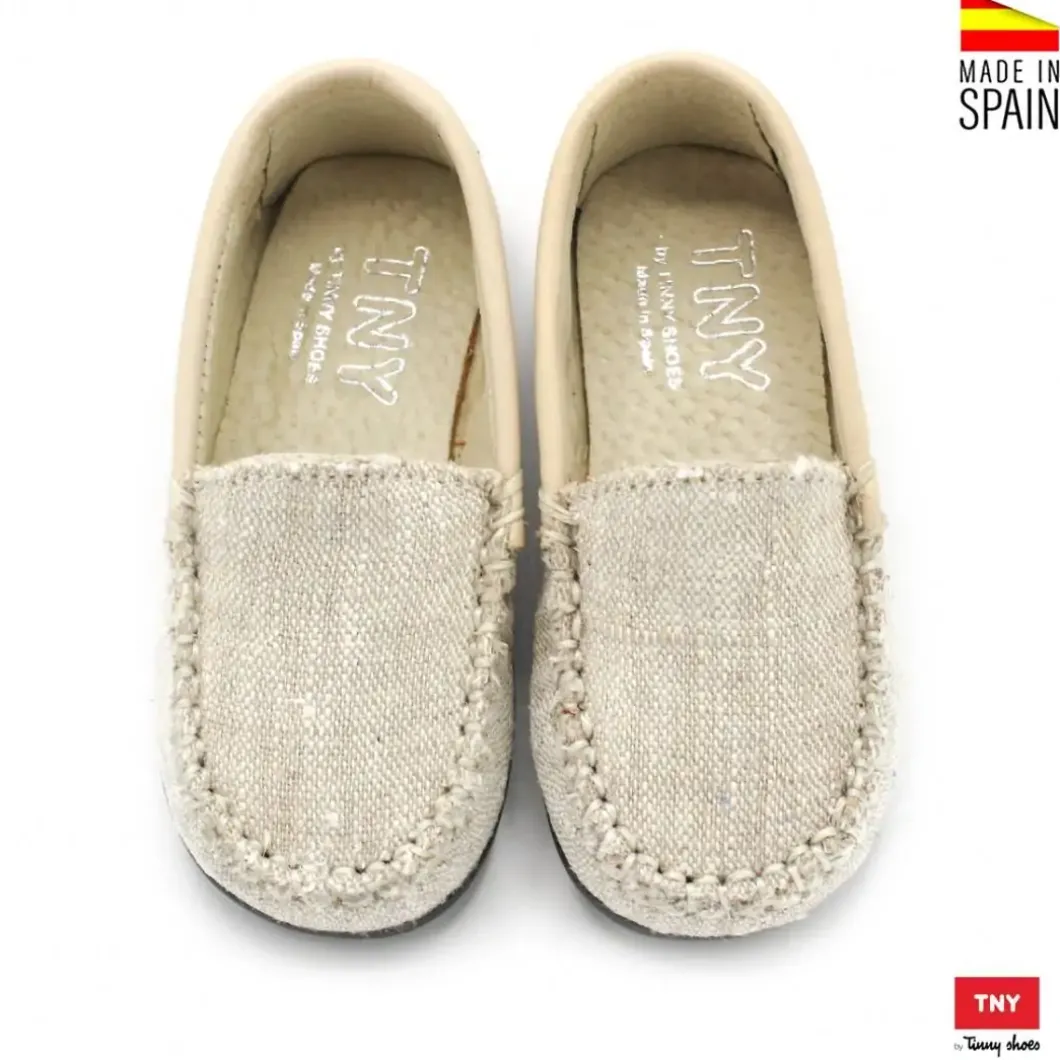 MOCASÍN NIÑO LINO BEIGE