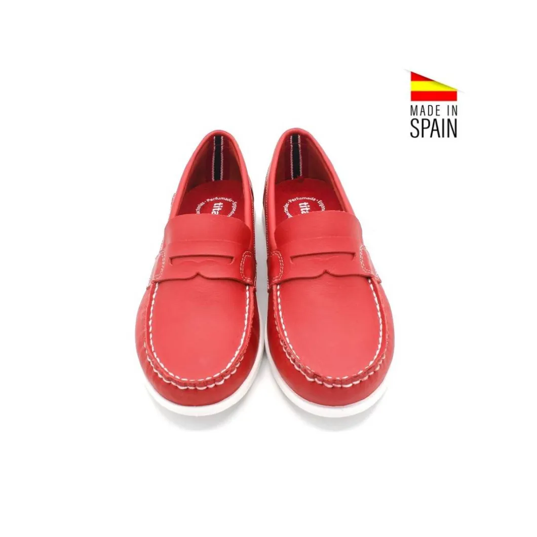 MOCASÍN PIEL ANTIFAZ ROJO