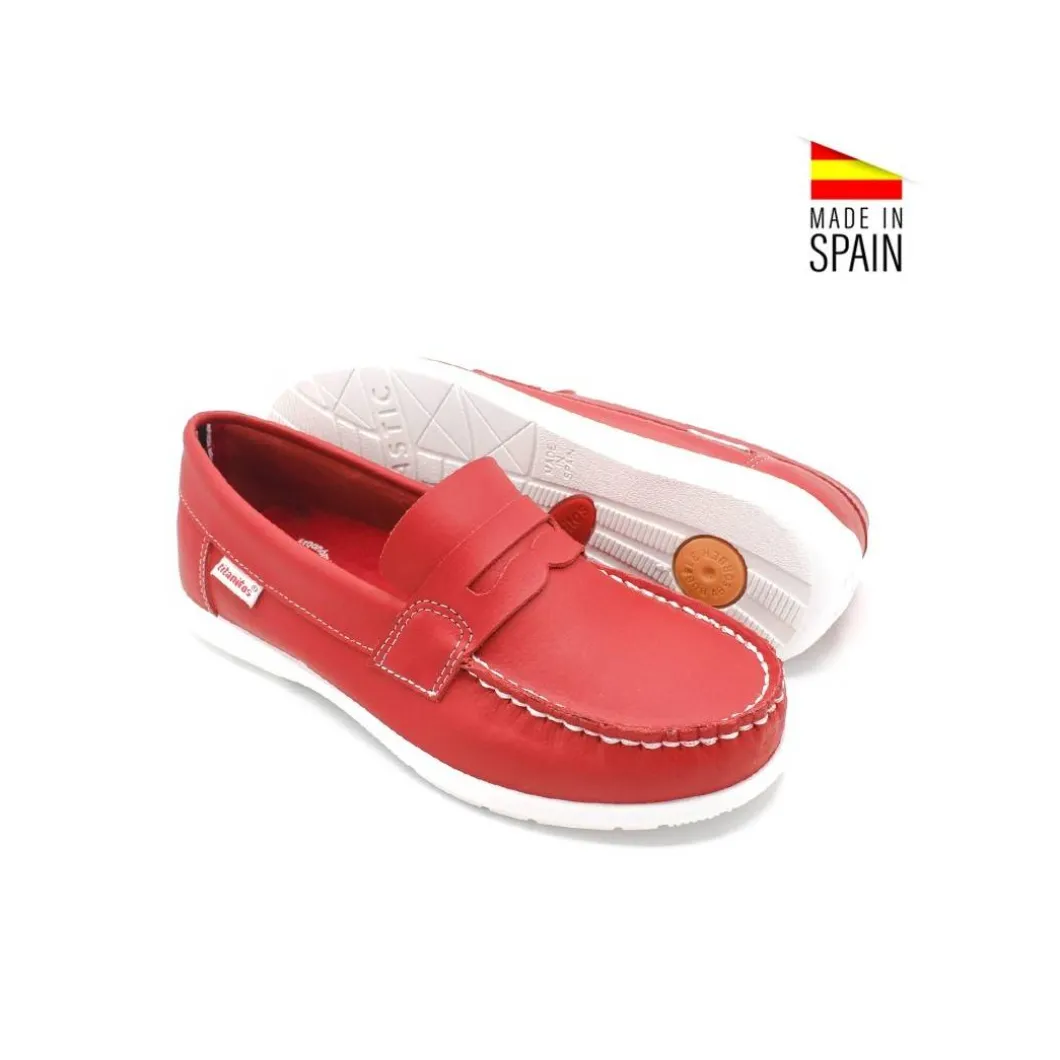 MOCASÍN PIEL ANTIFAZ ROJO