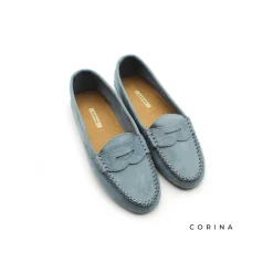 Mocasín plano azul con antifaz