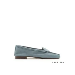 Mocasín plano azul con antifaz