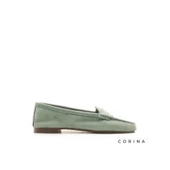 Mocasín plano verde con antifaz