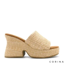 Mule con tacon y plataforma de rafia
