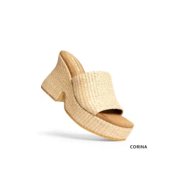 Mule con tacon y plataforma de rafia