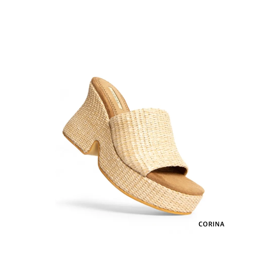 Mule con tacon y plataforma de rafia