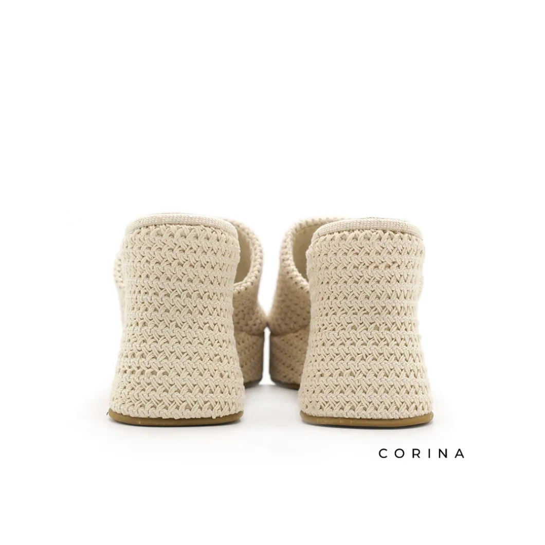 Mule con tacon y plataforma de crochet