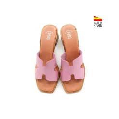Mule tacón H rosa