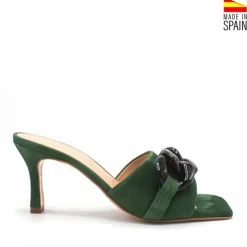 MULE TACÓN PIEL JOHANA VERDE