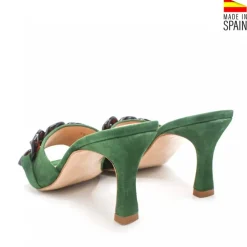 MULE TACÓN PIEL JOHANA VERDE