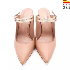 Mule tacón piel rosa