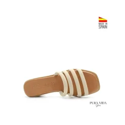 Mule tacón tiras beige