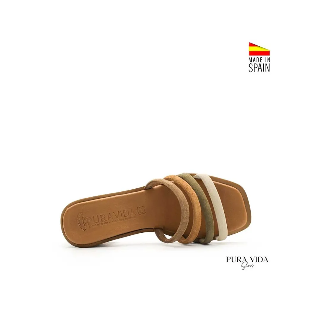 Mule tacón tiras multicolor