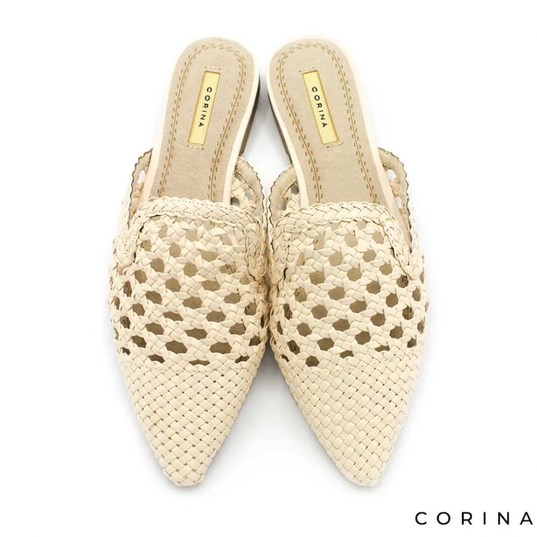 Mule trenzado beige