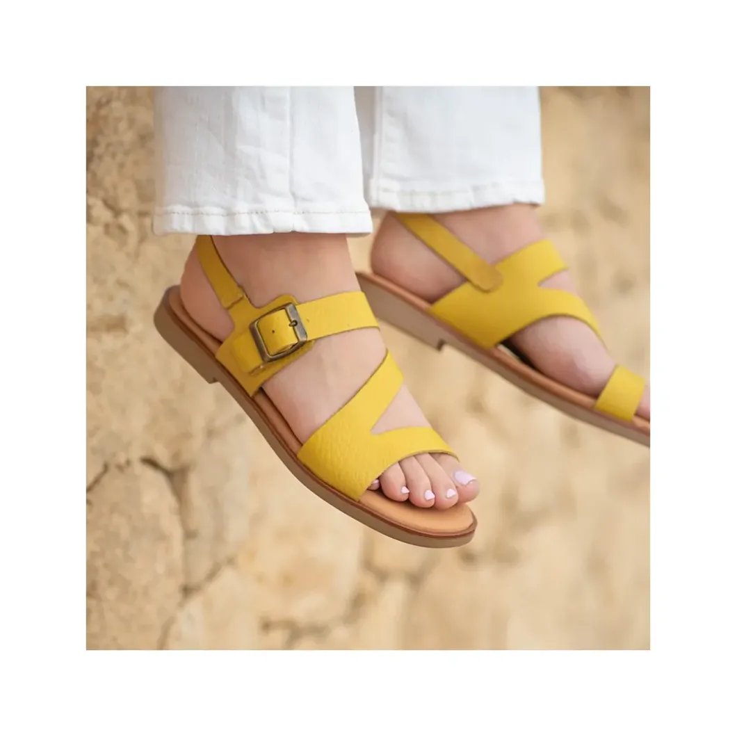 Sandalia amarilla bali de piel