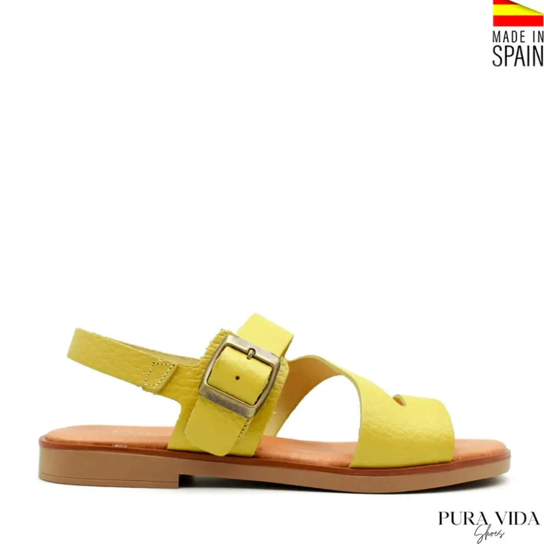Sandalia amarilla bali de piel