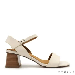 Sandalia beige de tacón ancho M4281