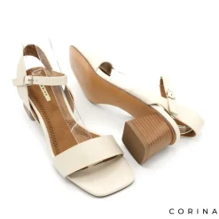 Sandalia beige de tacón ancho M4281