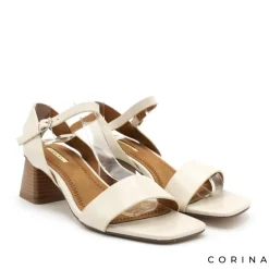 Sandalia beige de tacón ancho M4281