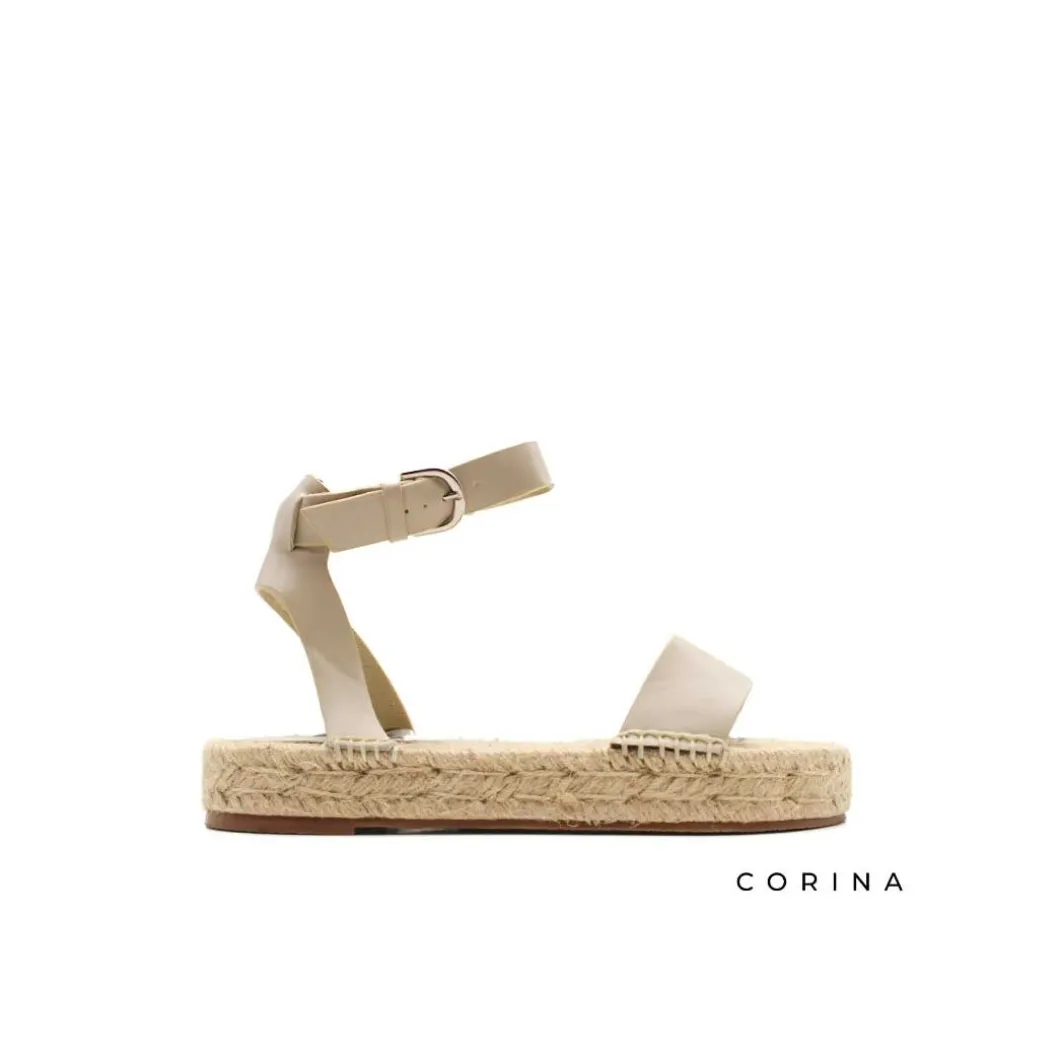 Sandalia beige suela esparto