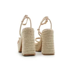 Sandalia beige tacón y plataforma