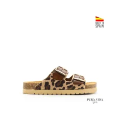 Sandalia bio hebillas leopardo cuero