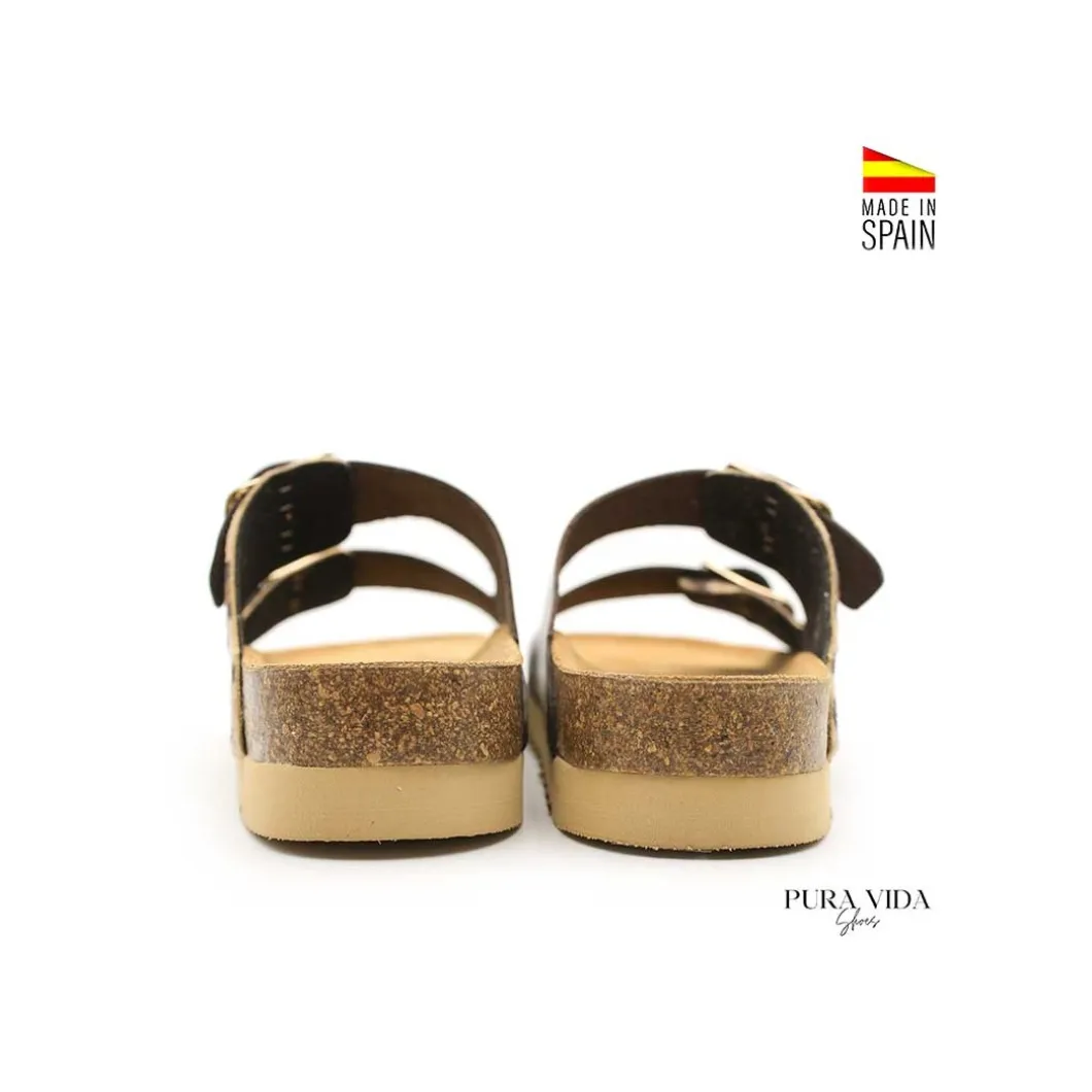 Sandalia bio hebillas marrón leopardo