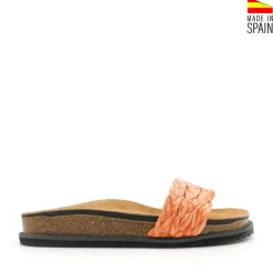 Sandalia bio naranja de rafia trenzada