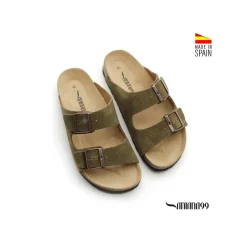 Sandalia bio verde con hebillas