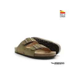 Sandalia bio verde con hebillas