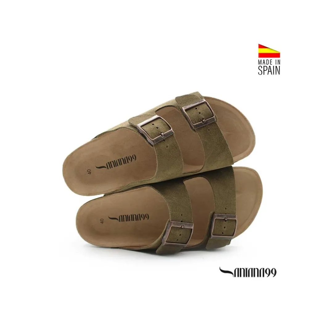 Sandalia bio verde con hebillas