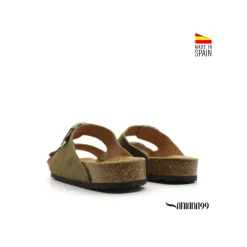 Sandalia bio verde con hebillas